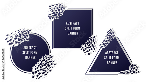 abstract split form shattered, fragmented banners