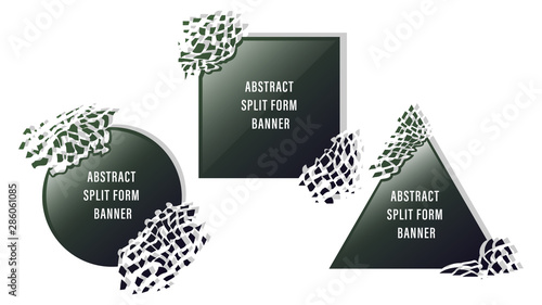 abstract split form shattered, fragmented banners