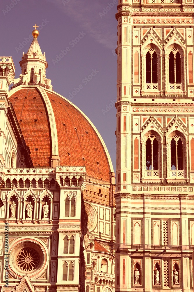 Florence cathedral. Vintage filtered color style.