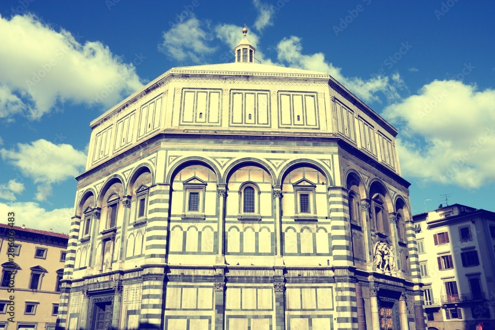 Florence, Italy - the Baptistery. Vintage filtered color style.