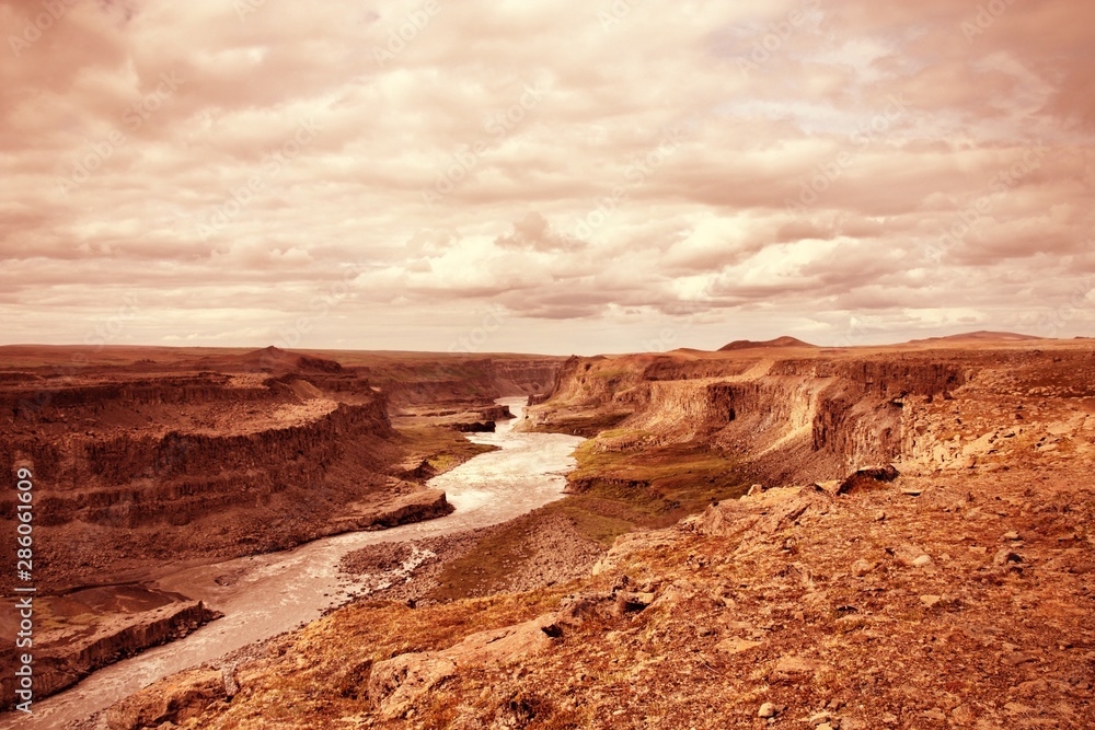 National Park, Iceland. Retro filtered colors style.
