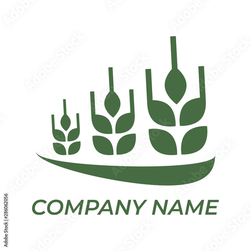 Green vector agro icon. Template for your company logo. Isolated illustration on white.