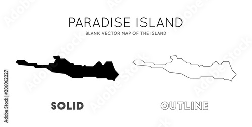 Paradise Island map. Blank vector map of the Island. Borders of Paradise Island for your infographic. Vector illustration.