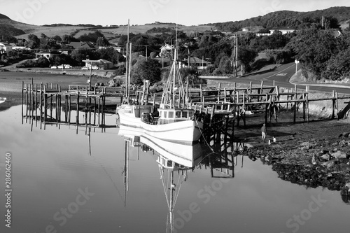 New Zealand Riverton. Black and white vintage style. photo