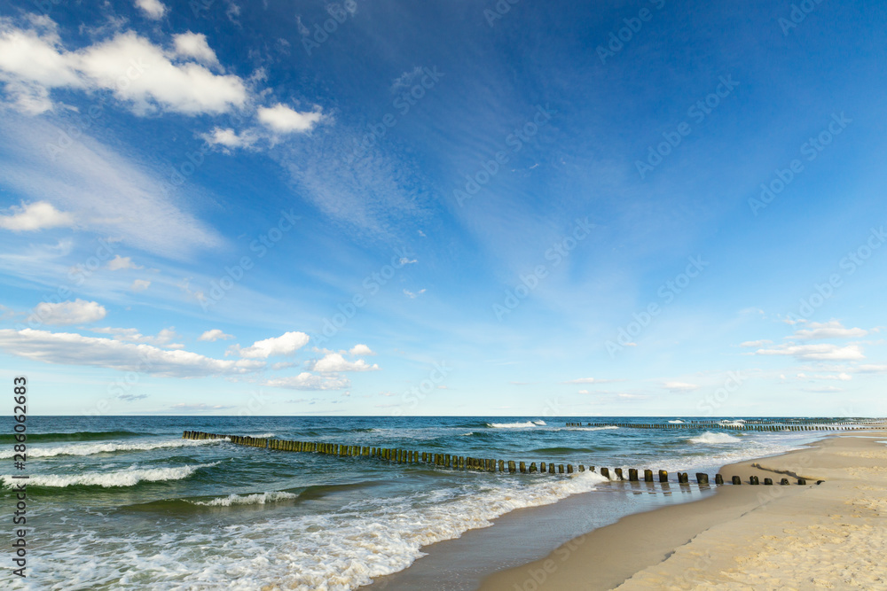 Baltic sea with wavebreaker