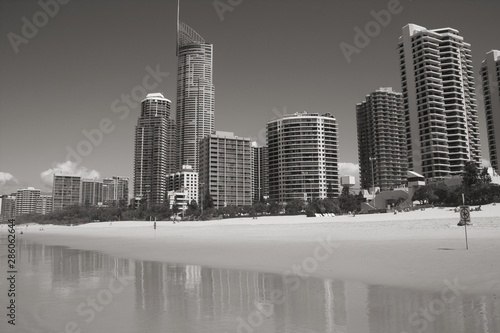 Australia - Gold Coast city. Black and white vintage style.