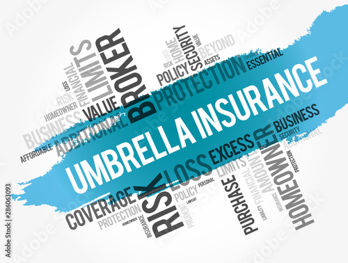 Umbrella Insurance word cloud collage, business concept background