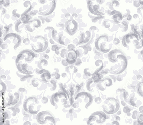 Classic elegant ornament pattern watercolor vector. Beige delicate color text...