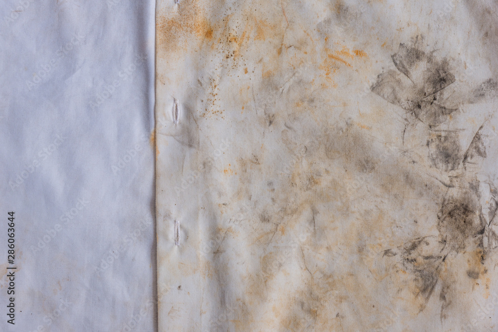 Very dirty and rusty old white shirt close up for background use Stock ...