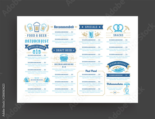 Oktoberfest menu vintage typography template beer festival celebration design vector illustration.