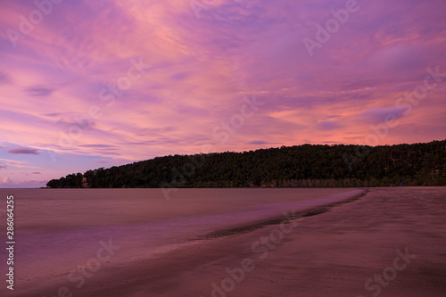 Beach sunset at Bako national park Borneo photo