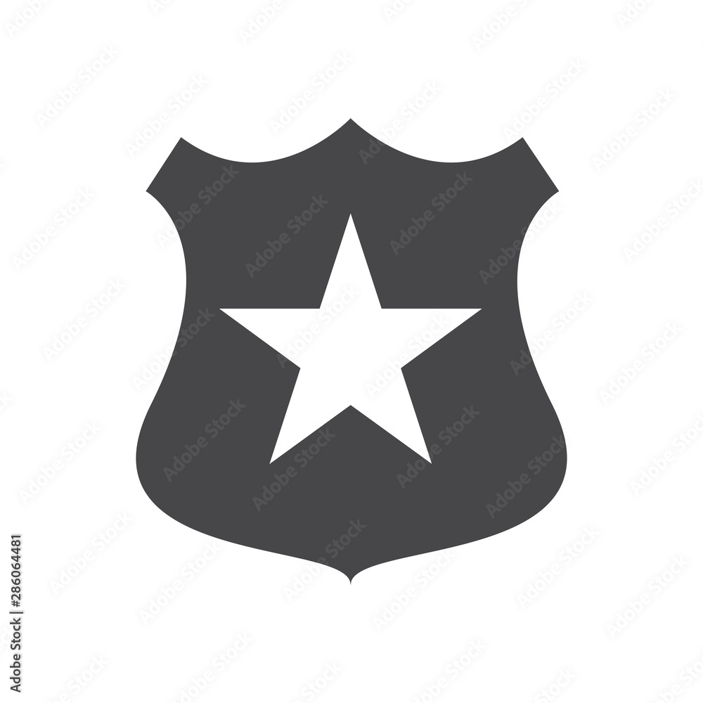 Police shield vector icon, simple car sign. Police shield vector icon, simple car sign.