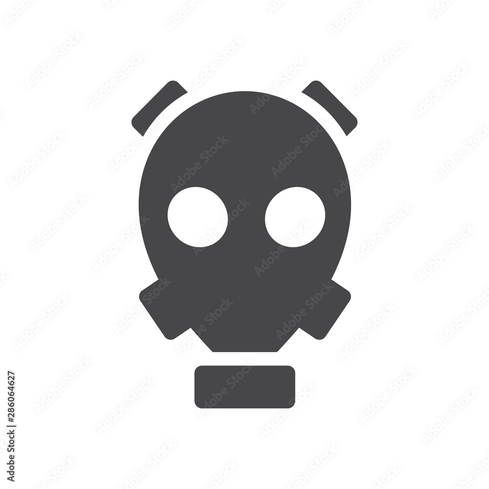 Gas mask vector icon, simple car sign. Gas mask vector icon, simple car sign.