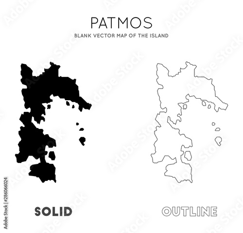 Patmos map. Blank vector map of the Island. Borders of Patmos for your infographic. Vector illustration.