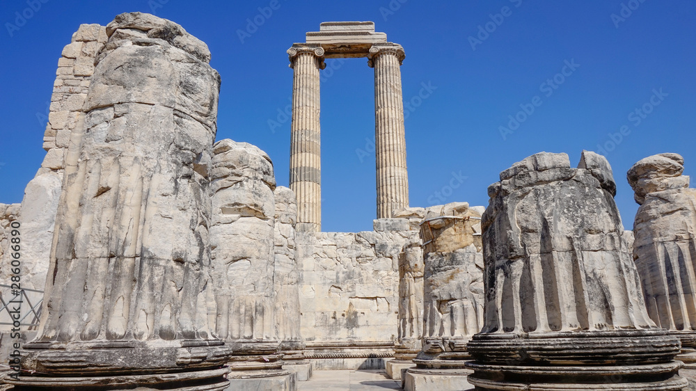 Apollon temple - Ruins of the Temple of Apollo in Didim, Turkey- Apollon temple - Ruins of the Temple of Apollo in Didim, Turkey-