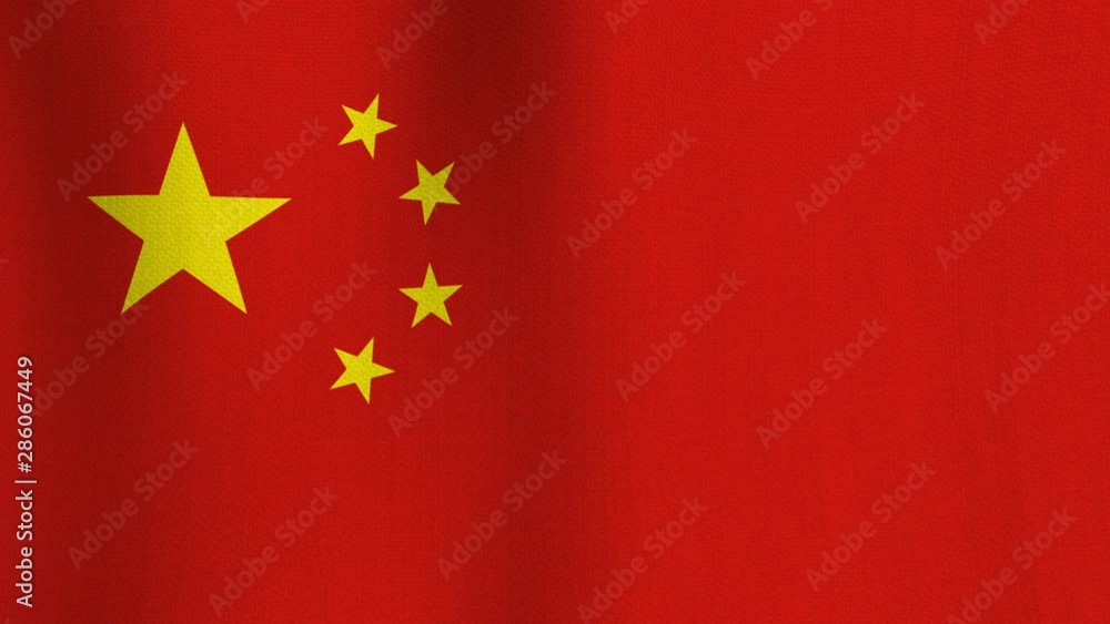 Realistic cotton flag of China as a background. Seamless looping animation of grunge Chinese national waving flag with fabric texture Realistic cotton flag of China as a background. Seamless looping animation of grunge Chinese national waving flag with fabric texture