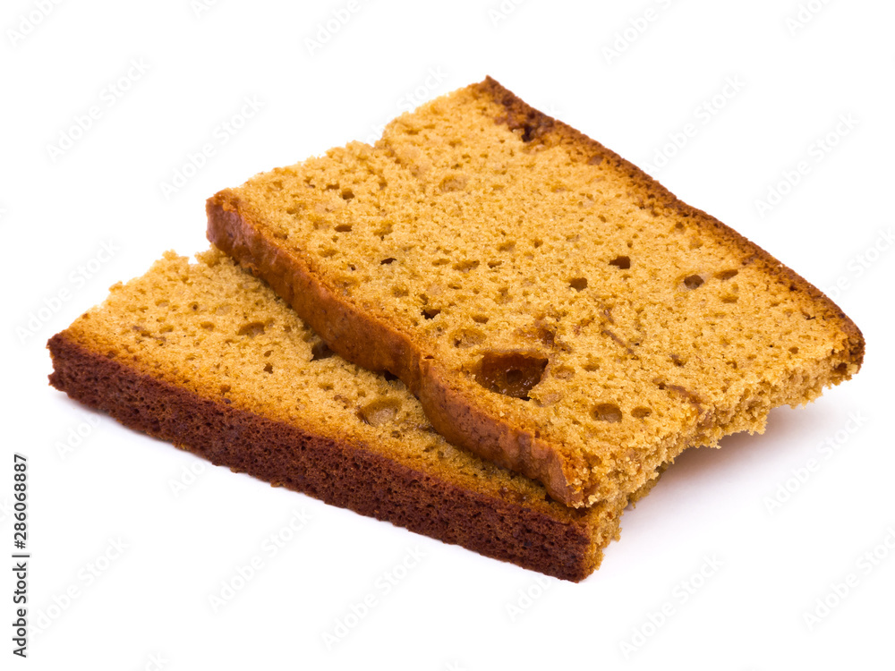 Sliced honey cake isolated on white background Sliced honey cake isolated on white background