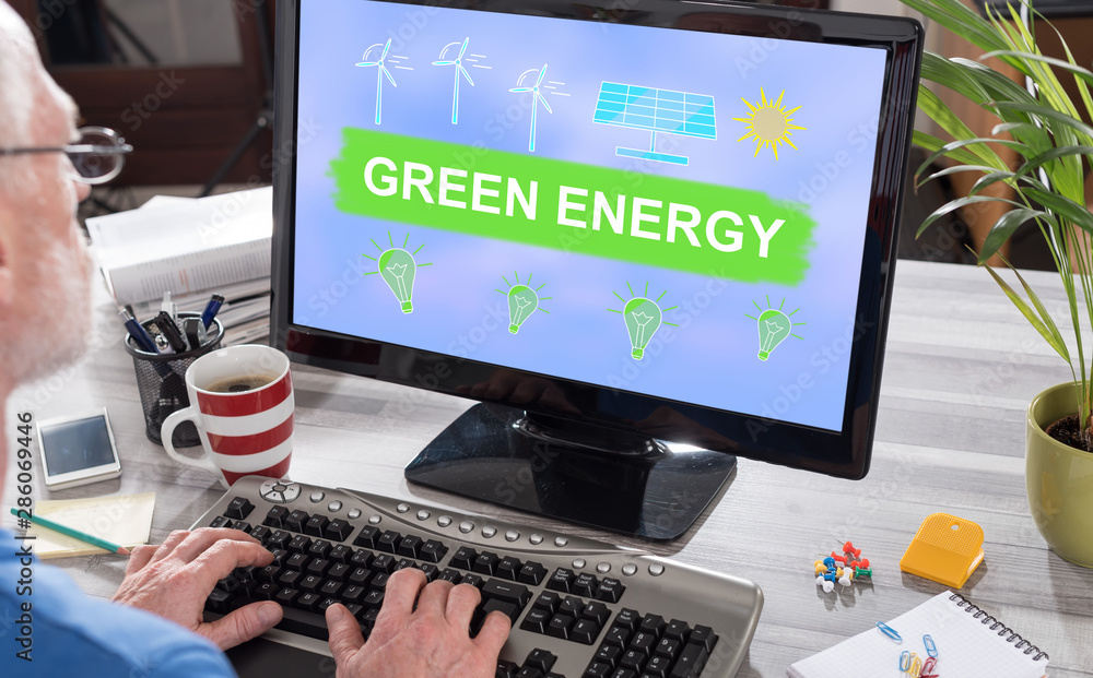 Green energy concept on a computer Green energy concept on a computer