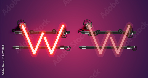 Realistic glowing purple neon charcter (on/off)