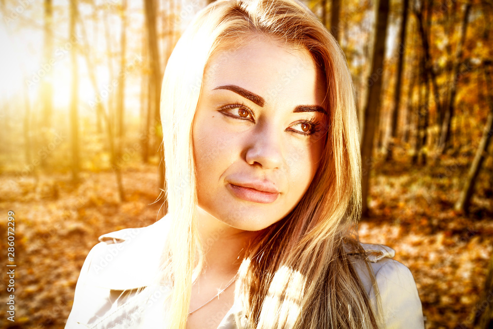 Slim young woman and autumn time. Slim young woman and autumn time.
