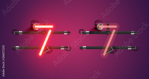 Realistic glowing purple neon charcter (on/off)
