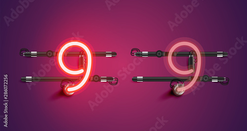 Realistic glowing purple neon charcter (on/off)