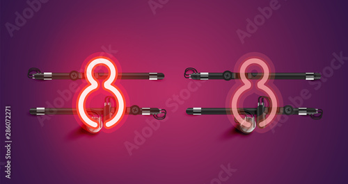 Realistic glowing purple neon charcter (on/off)