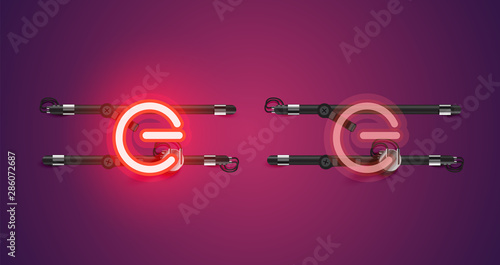 Realistic glowing purple neon charcter (on/off)