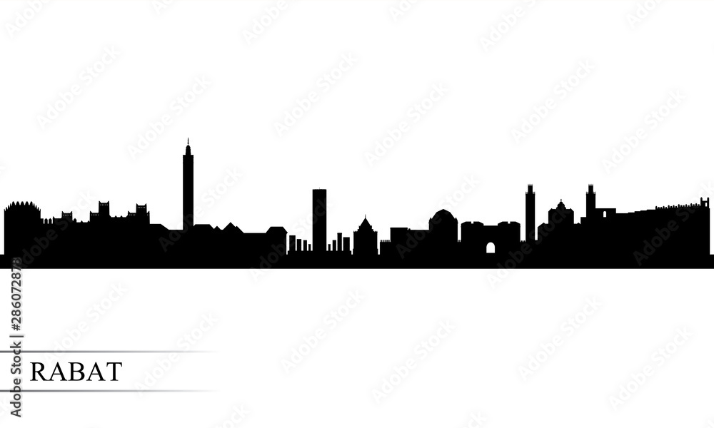 Rabat city skyline silhouette background
