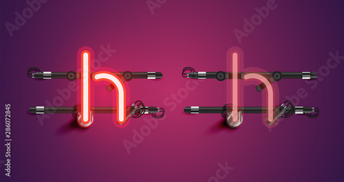 Realistic glowing purple neon charcter (on/off)