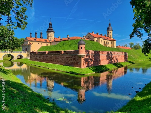 Aerial view of Nesvizh castle in Belarus