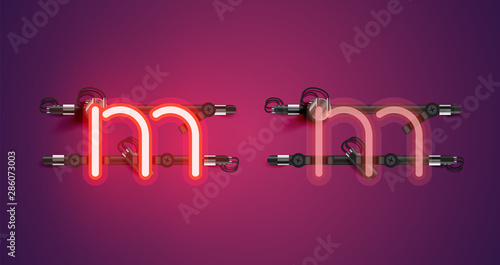 Realistic glowing purple neon charcter (on/off)