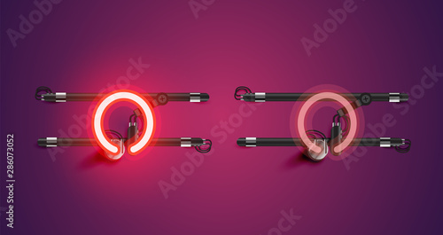 Realistic glowing purple neon charcter (on/off)