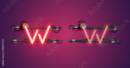 Realistic glowing purple neon charcter (on/off)