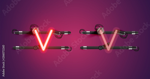 Realistic glowing purple neon charcter (on/off)