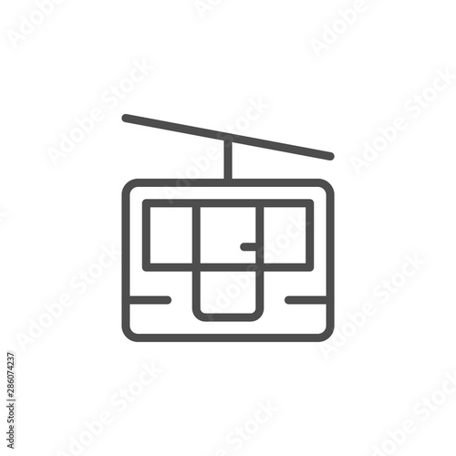 Funicular cableway line outline icon