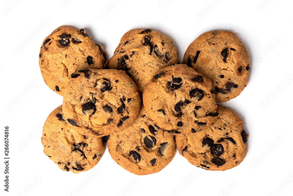 Cookies with chocolate isolated on white background. Cookies with chocolate isolated on white background.