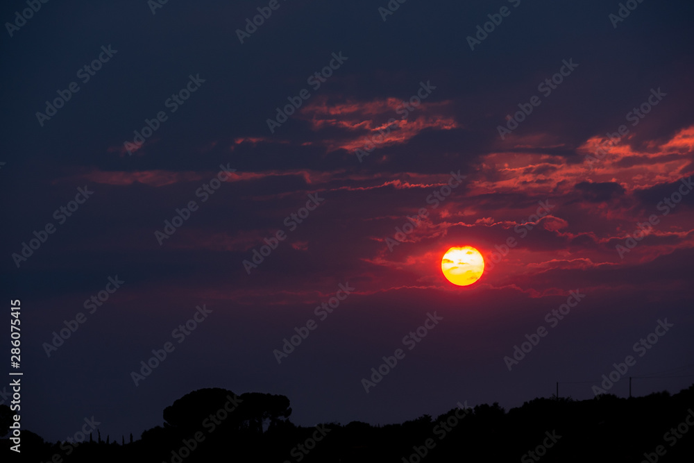 Wonderful Sunset in the Clouds, Sicily, Italy, Europe Wonderful Sunset in the Clouds, Sicily, Italy, Europe