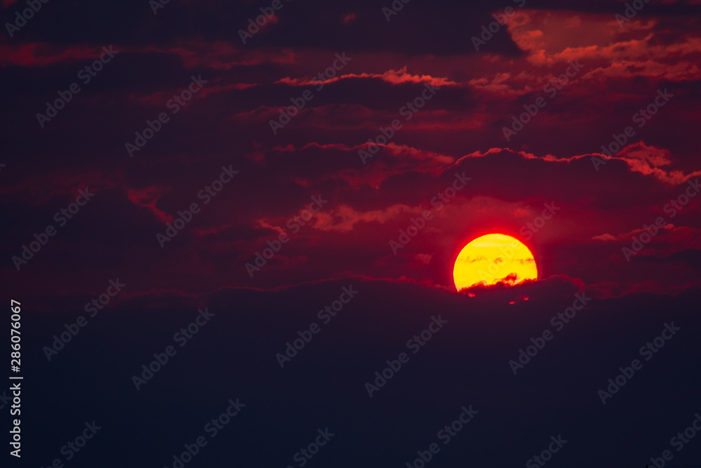Wonderful Sunset in the Clouds, Sicily, Italy, Europe Wonderful Sunset in the Clouds, Sicily, Italy, Europe