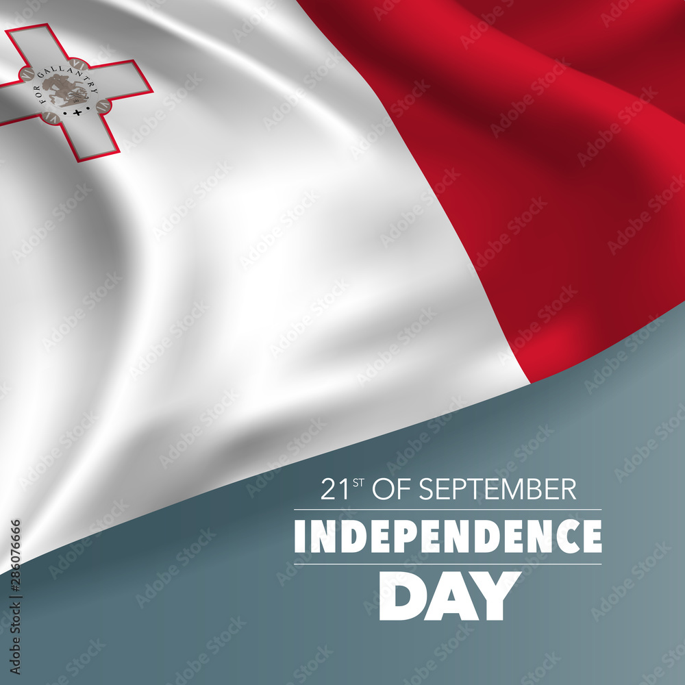 Naklejka premium Malta independence day greeting card, banner, vector illustration