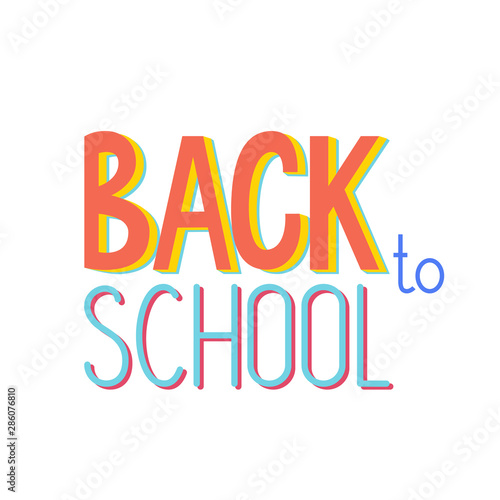 Vector illustration of back to school banner design, text sign. Bright colors. For School autumn sale, presentation, 1 September template, web.