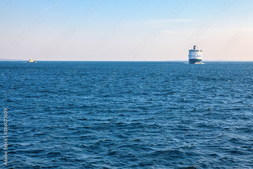 Marine scenery with ferry in the North Sea