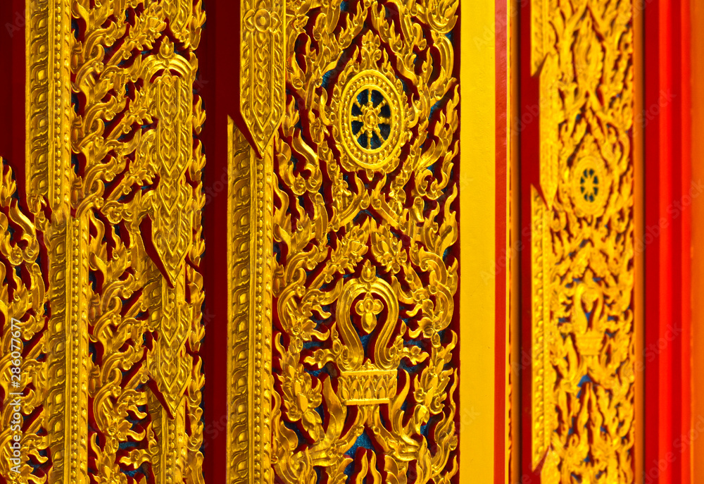 Church wall pattern Is a beautiful Thai art work, a beautiful handicraft Church wall pattern Is a beautiful Thai art work, a beautiful handicraft