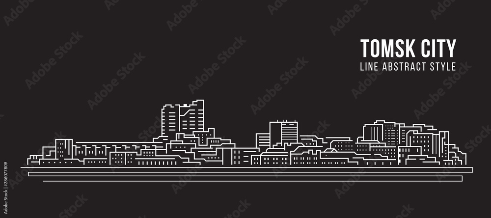 Cityscape Building Line art Vector Illustration design - Tomsk city