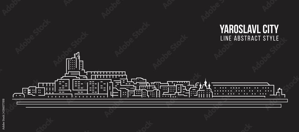 Cityscape Building Line art Vector Illustration design - Yaroslavl city