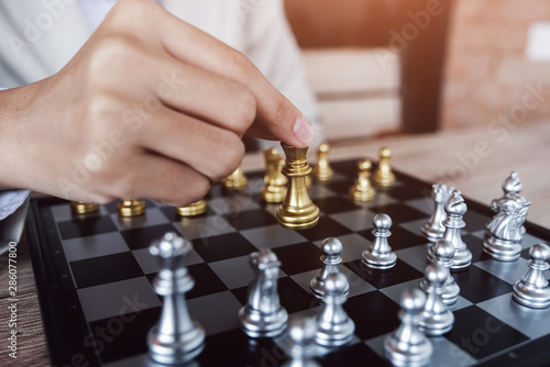 Strategic Planning, Business Competition, Show planning chess the competition to fight in the business world.