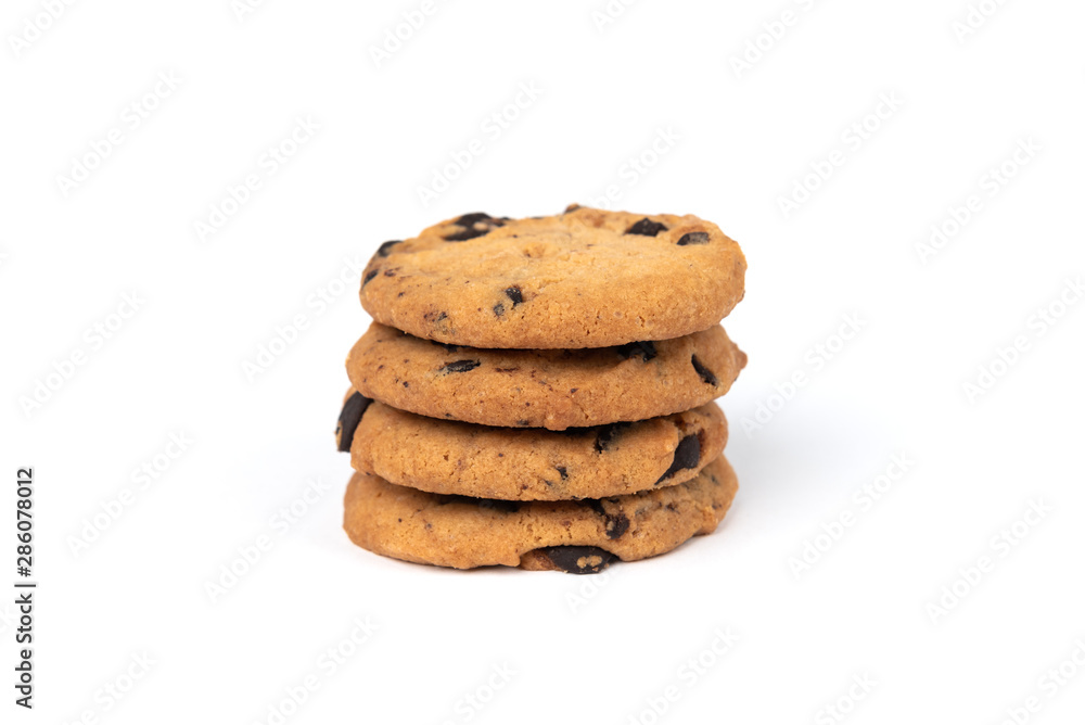 Cookies with chocolate isolated on white background. Cookies with chocolate isolated on white background.