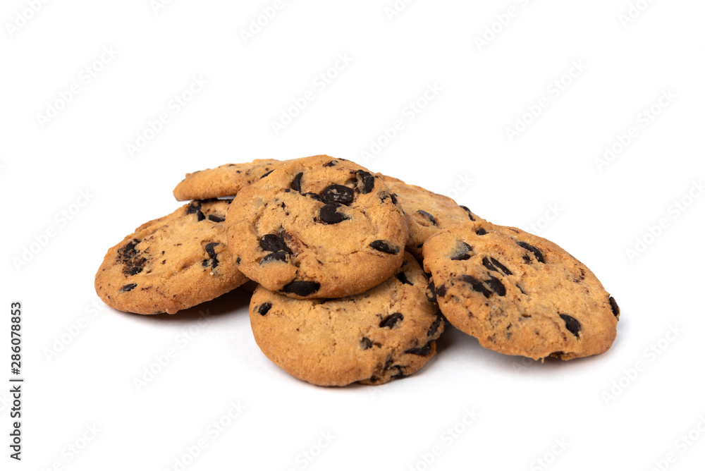 Cookies with chocolate isolated on white background. Cookies with chocolate isolated on white background.