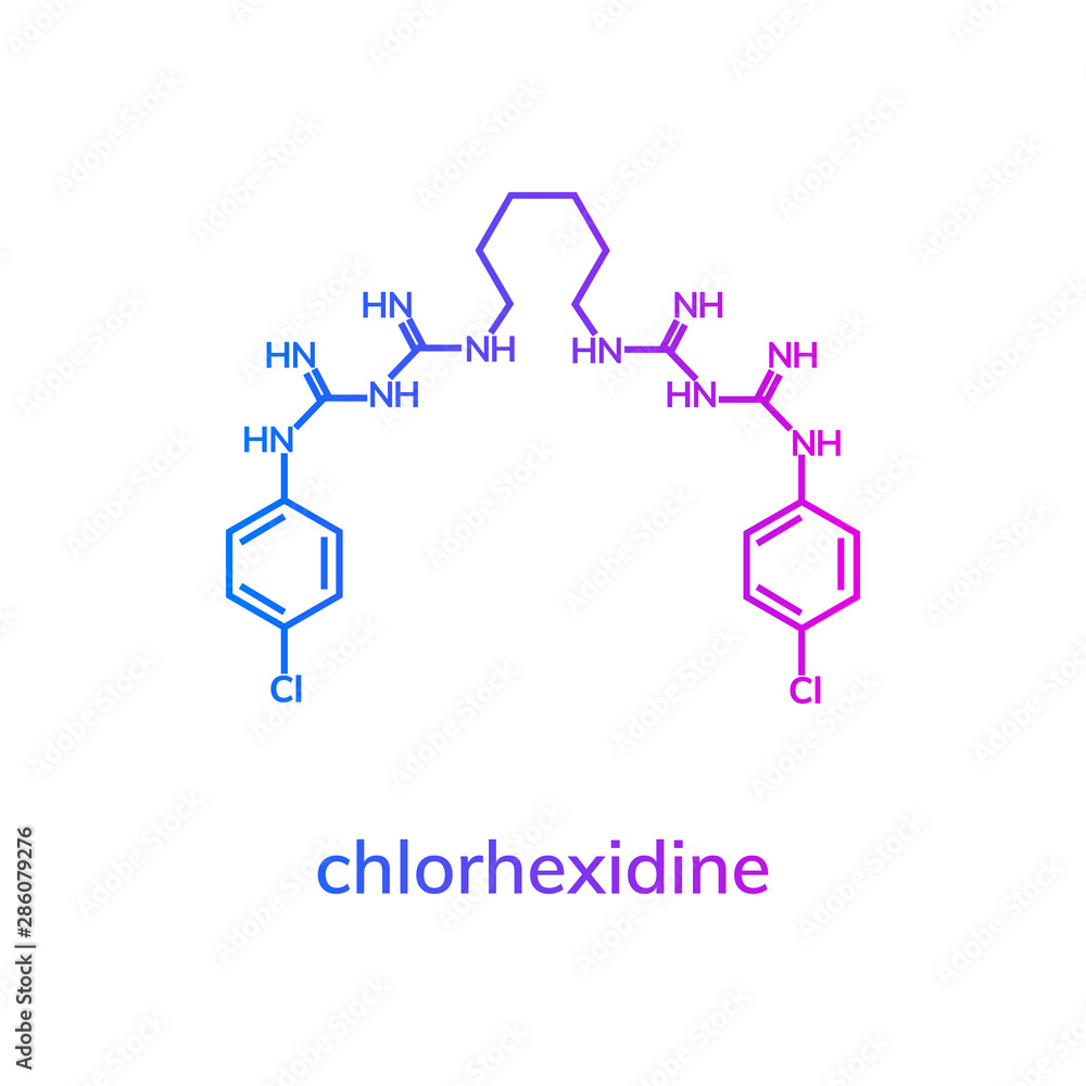 Chlohexidine gluconate chemical formula, disinfectant and antiseptic Stock  Vector | Adobe Stock