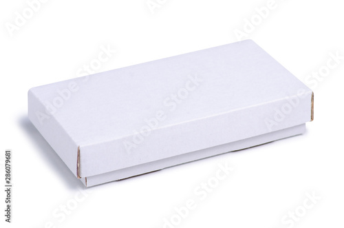 White box cardboard on white background isolation
